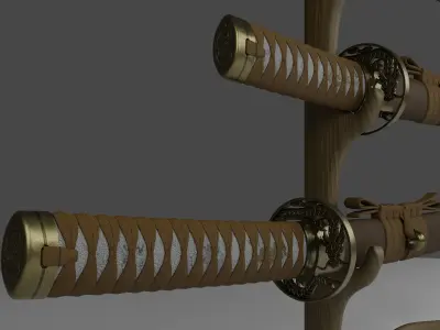 Set of japanese swords - Dragon Riujin 3D model