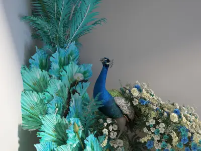 peacock Floral art 3D model