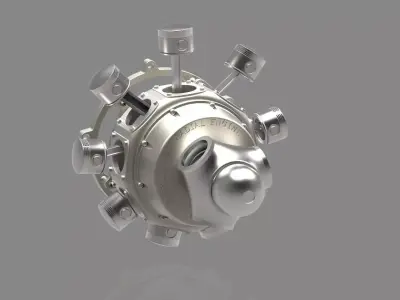 9 Cylinder Radial Engine 3D model