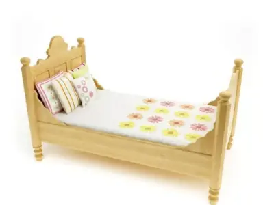 Antique Look Ivory Colored Cot 3D model
