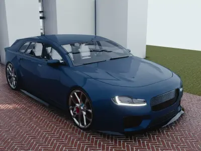 BLENDER EEVEE Brandless Small 4 door hatchback Low-poly 3D model