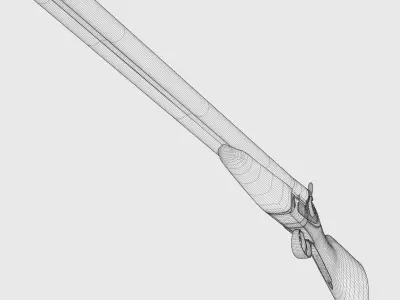 Double Barreled Shotgun - External hammers Low-poly 3D model