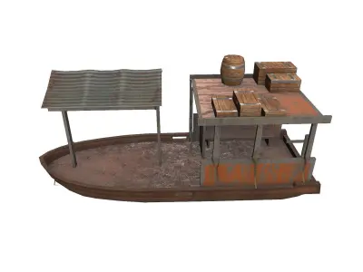 Old Wooden Boat Low-poly Low-poly 3D model