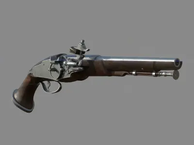 Weapon - Flintlock - Italian Wheellock Pistol Low-poly 3D model