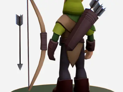 Archer Scout  Handpaint Cartoon MMO rpg Character Low-poly 3D model