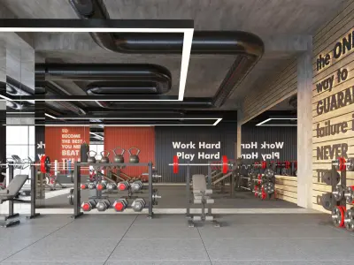 Fitness Center Gym Interior 3D model