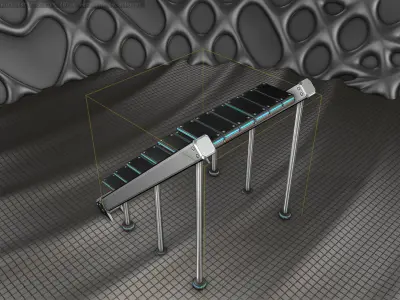 Sci-Fi Stairs - 16- Silver Blue Neon Light Version Low-poly 3D model