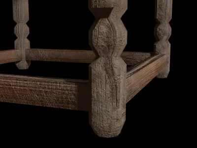 Worn wood chair Free low-poly 3D model
