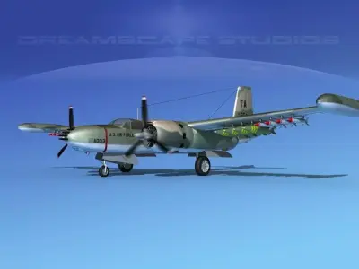 Douglas A-26K Invader USAF Vietnam 3 3D model