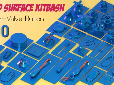 100 Buttons and switches hard surface kitbash - vol1 Low-poly 3D model