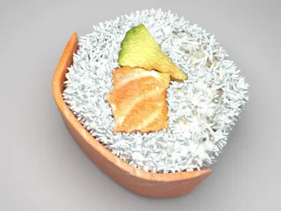 Sushi Roll With Salmon Fish 3D model