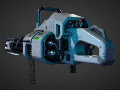 Weapon chain gun Low-poly 3D model