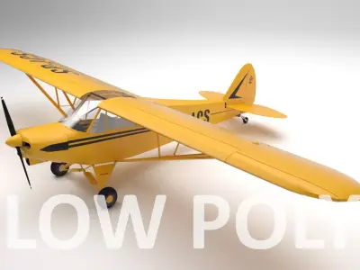 Piper PA-18 Supercub Low Poly Low-poly 3D model