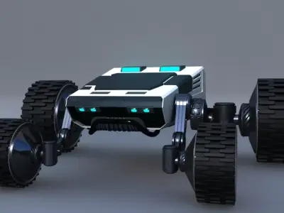 Rigged 4x4 Wheel Robot Drone Model 3D model