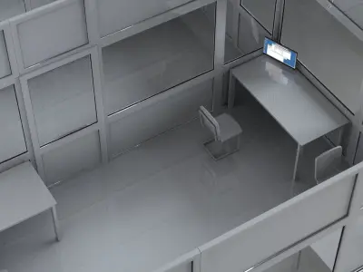 office partitions plastic partitions set Low-poly 3D model