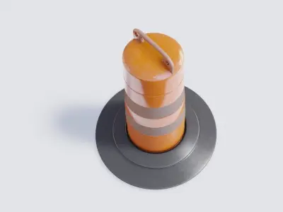 traffic Barrel Barricade with pbr textures Low-poly 3D model