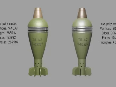 Mine 82 mm Low-poly 3D model