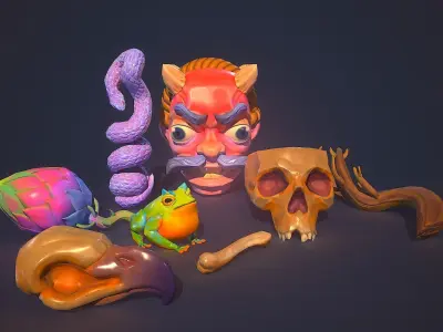 Artefacts Pack Low-poly 3D model