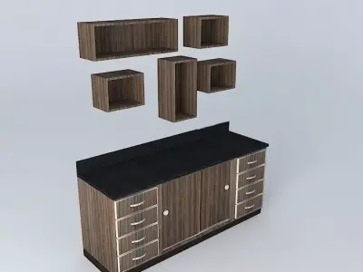 Kit132 Desk and wall niches by Alex Marques Free 3D model