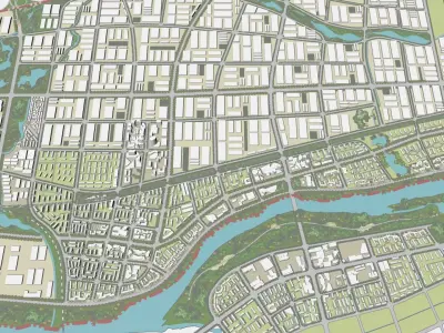 Urban highrise building building ancillary building commercial 3D model