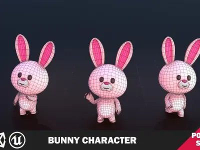 Funny Bunny Character Lowpoly Low-poly 3D model