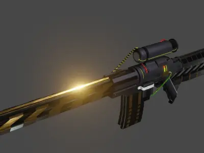 Gun Sci-Fi Plasma ShotgunRifle Low-poly 3D model