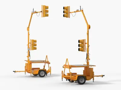 Mobile Traffic Signal Arm Trailer Yellow 3D model purchase
