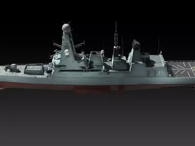 Type 45 Destroyer HMS Daring Low-poly 3D model