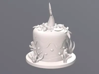 Marine-Themed Cake Storage Box 3D print model