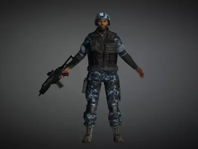 AAA Military Male Character 05 Low-poly 3D model