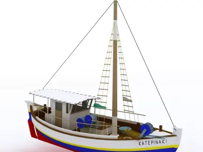 traditional fish boat Mediterranean sea 3D model