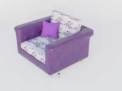 Single Sofa-Game Ready PBR Free low-poly 3D model