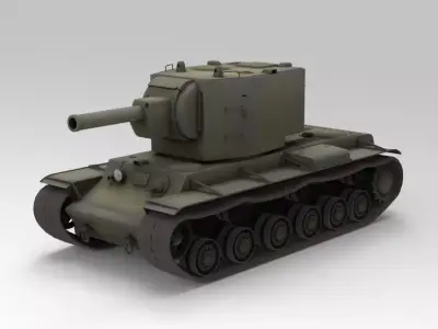 Low Poly Soviet KV-2 Tank Low-poly 3D model