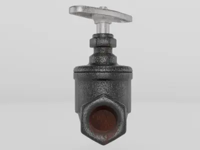 Cast iron valve Low-poly 3D model