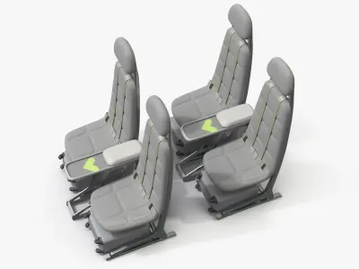 Modular Aircraft Seats with Minimal Frame Grey 3D model