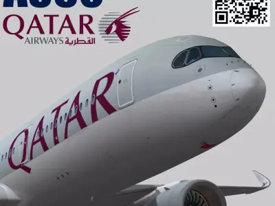 Airbus A350-900 XWB Qatar airways Low-poly 3D model