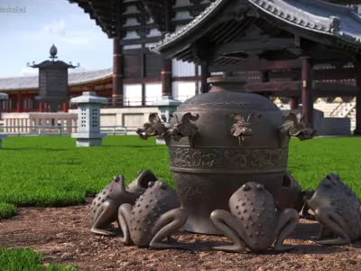 Ancient Chinese Seismograph Bronze 3D model