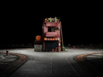 ASIAN URBAN BUILDING HONGKONG 01 Low-poly 3D model