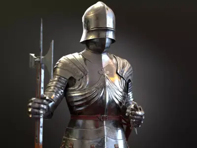 Medieval Gothic Knight armor Low-poly 3D model