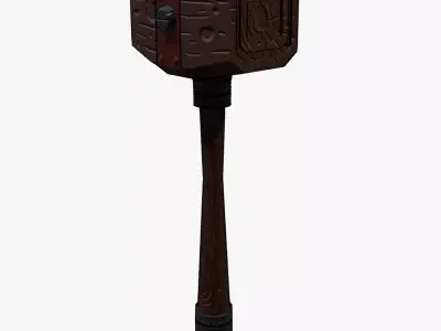 3D MEDIEVAL WOODEN MALLET Low-poly 3D model