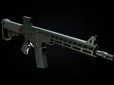 Automatic carbine Low-poly 3D model