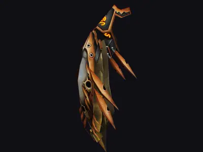 Fantasy Heavy Shield Steel Armor Cartoon Golden Orange Style Low-poly 3D model