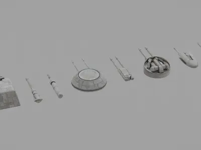 Sci-Fi Turrets and Guns Pack - Star Wars 3D model
