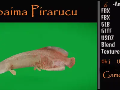 Arapaima Pirarucu Fish Low-poly 3D model