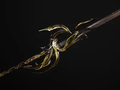 Fantazy Katana Sword Melee Weapon Low-poly 3D model