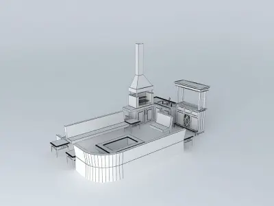 Barbecue area barbecue Free 3D model