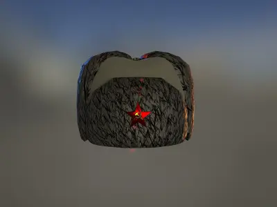 Soviet military hat with earflaps pbr game ready Low-poly 3D model