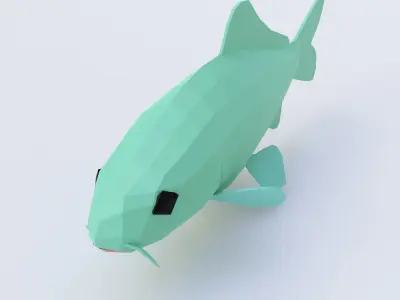 Freshwater common carp fish 3d model  Low-poly 3D model