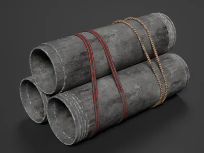 Modular Concrete Pipe Set Low-poly 3D model