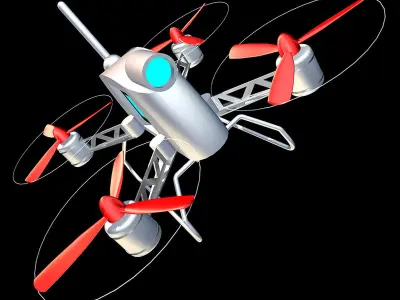 Quadrocopter drone with propellers 3D model